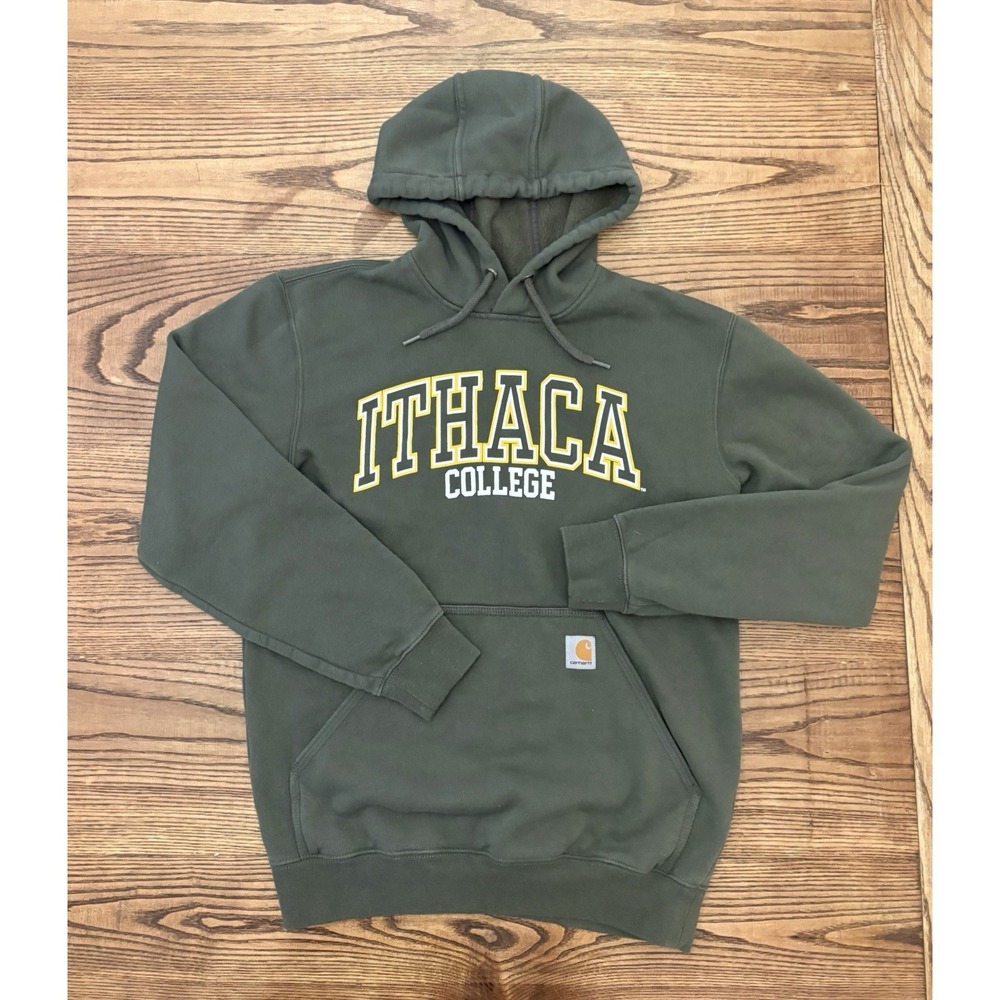 Carhartt‎ Men's Small Green Ithaca College Midweight Hoodie Sweatshirt Loose Fit